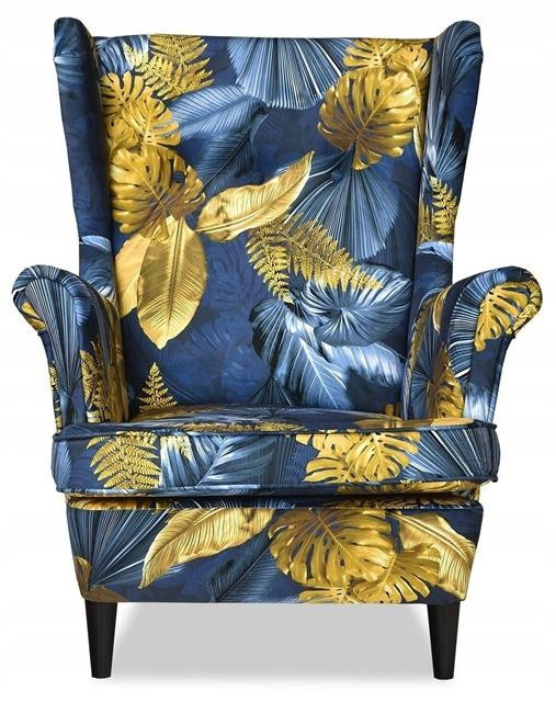 FamilyMeble ARI PRINT Ohrensessel mit Fußstütze im skandinavischen Stil mit Monstera-Design, B/T/H: 84 x 92 x 104 cm - Bild 4