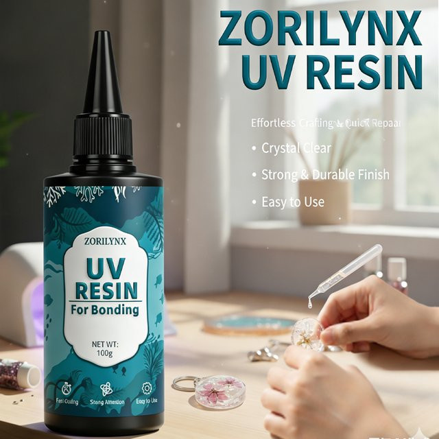 ZORILYNX UV-Harz-Set, klarer und schnell aushärtender UV-Kleber für DIY-Schmuck und Basteldekoration, 100 g - Bild 1