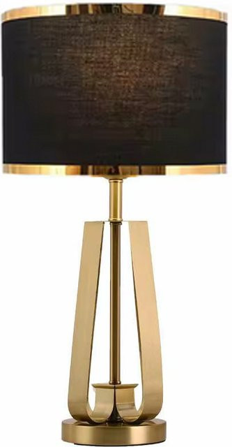 Vecli Tischlampe im nordischen modernen Design aus Metall und Stoff in Schwarz, Weiß oder Gold/Messing - Bild 1