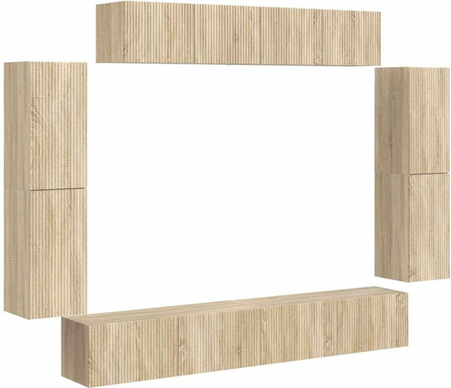 Modernes TV-Schrank Set vidaXL in Sonoma-Eiche Natur, 8-teilig, minimalistisches Design, rechteckig - Bild 1