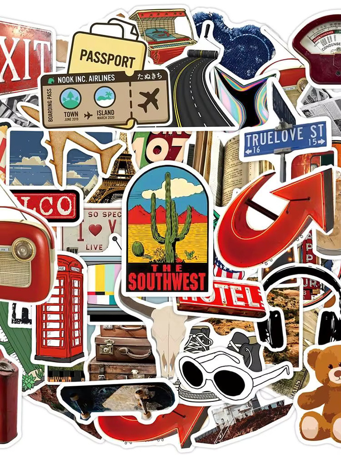 Rspctou Vintage Graffiti Aufkleber im American Style, abstrakte und organische Motive, wasserfeste Sticker in Multicolour für Laptop und Koffer - Bild 3