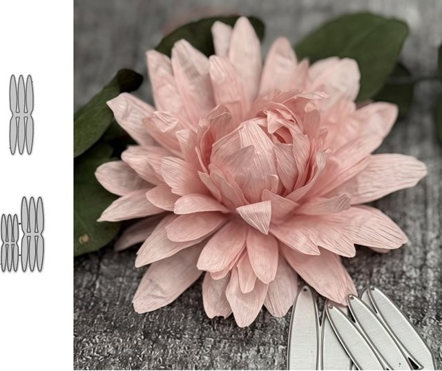 Metall Stanzform Dahlie Krepppapier Blumen für Scrapbooking und Kartenherstellung in Silber - Bild 1