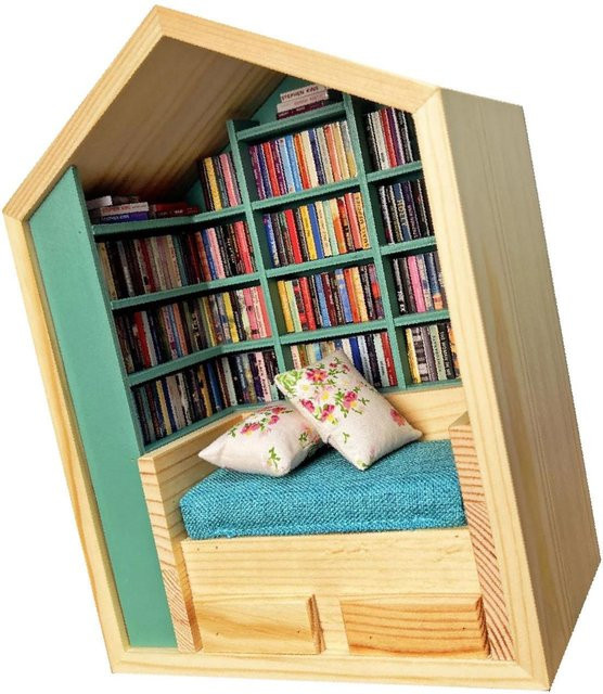 Dekoratives Bücherregal Ornament mfySpace Angst Bücher Schütteln Sie Ihre Angst ab in Schwarz für Schreibtisch und Wohnzimmer - Bild 1