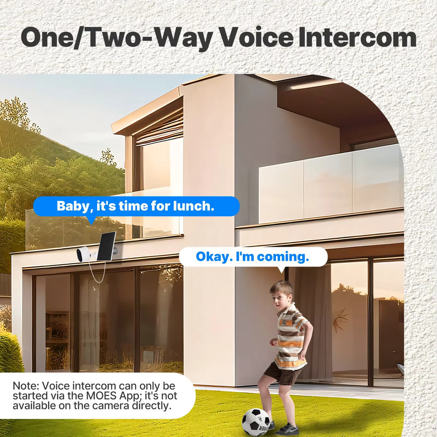 MOES Tuya WiFi Smart Sicherheitskamera mit 4MP HD, Solarbetrieb, IP65 wasserdicht, Vollfarb-Nachtsicht, Weiß, kompatibel mit Alexa und Google Home - Bild 4