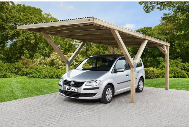 WEKA Y-Einzelcarport Mugello mit Stahl-Dacheindeckung aus Nadelholz, Farbe: grün-braun, B/T/H: 300 x 362 x 250 cm - Bild 1