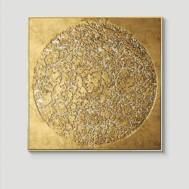 TPFLiving Leinwandbild Nordic Art Abstrakte Quadrate in Gold und Schwarz, B/H: 40 x 40 cm - Bild 1
