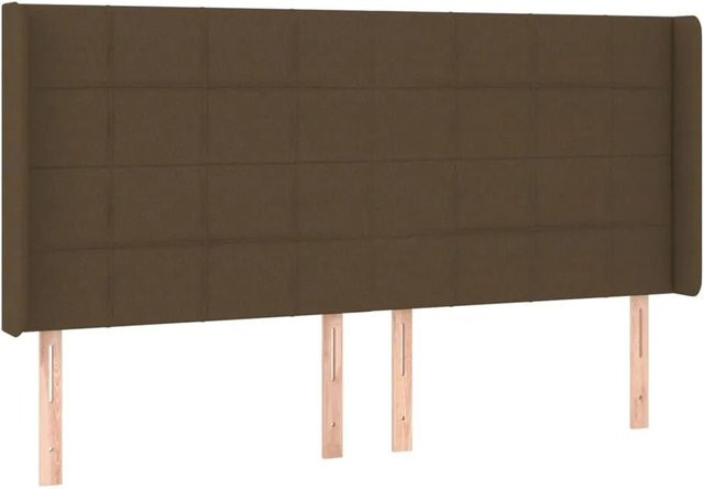 vidaXL Kopfteil mit Ohren in Dunkelbraun aus Stoff, Breite: 163 cm, Tiefe: 16 cm, Höhe: 118 cm bis 128 cm - Bild 1