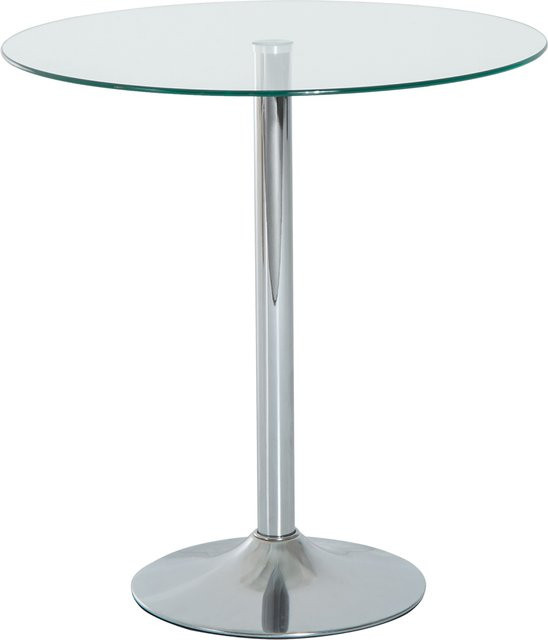 HOMCOM Runder Esstisch mit Glasplatte und Metallgestell in Transparent und Silber, Ø 70 cm, Höhe: 74,5 cm - Bild 1