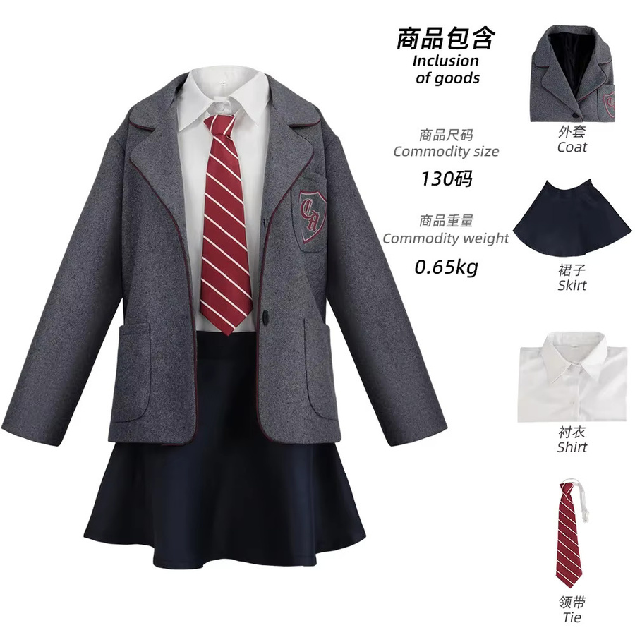 HHYRCOS Matilda Cosplay-Kostüm Schuluniform Mantel Rock Krawatte, Grau - Bild 3