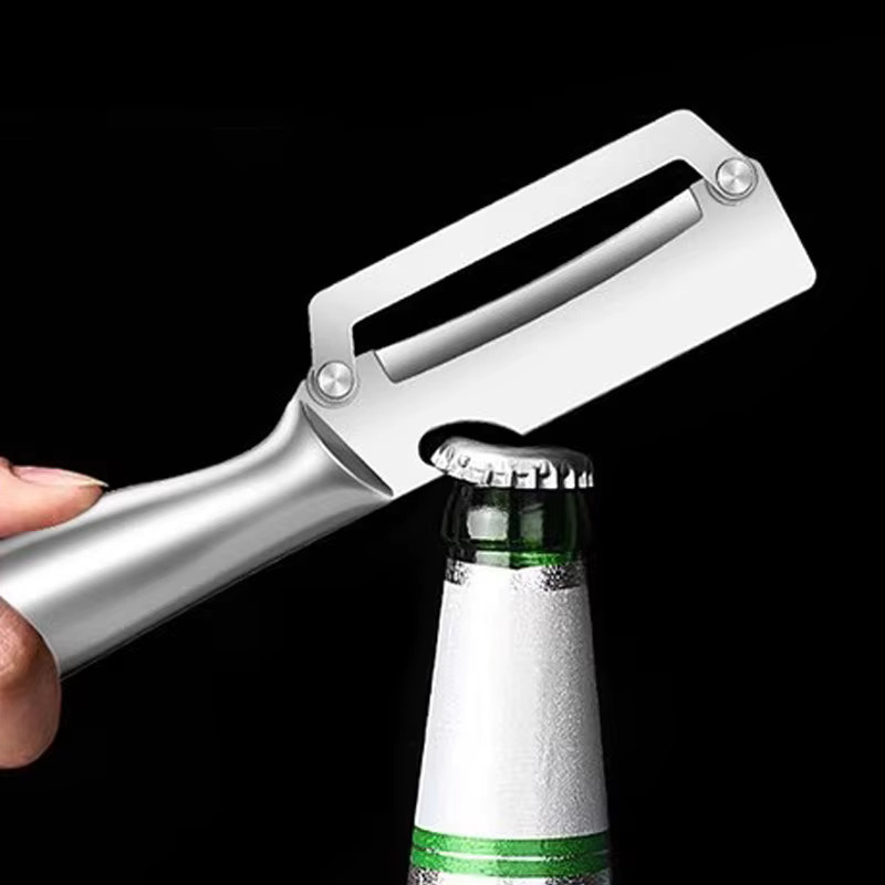 WXCOO Küchenschäler aus Edelstahl mit Holzgriff in Silber und Braun zum Schälen und Schneiden von Obst und Gemüse - Bild 1