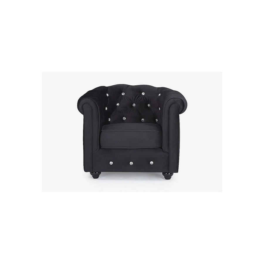 Vente-unique Chesterfield Sessel mit gerader Rückenlehne aus Samt in Schwarz, Höhe: 82 cm - Bild 2