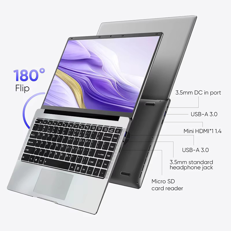 Intel Gaming Laptop mit 14,1 Zoll HD Display, Windows 11 Pro, 16 GB RAM, 2 TB SSD, Silber - Bild 2