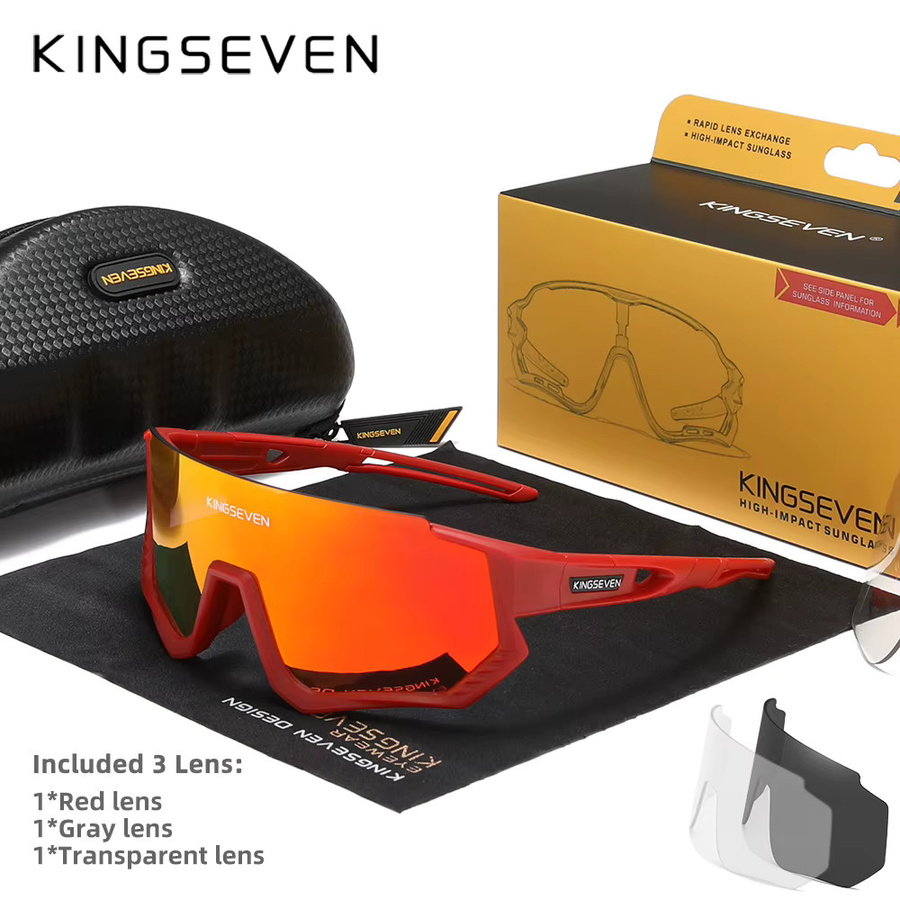 KINGSEVEN Sportsonnenbrille, Unisex, Vollrand, Kunststoff, polarisiert - Bild 1