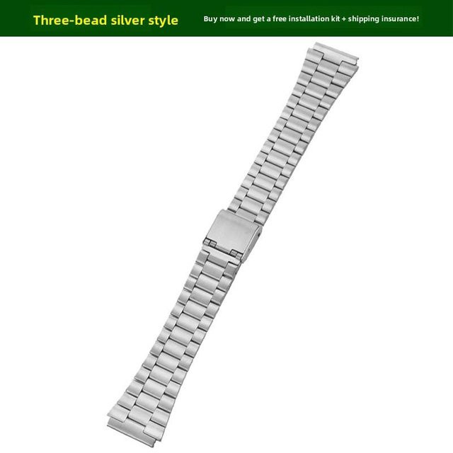 Uhrenarmband Edelstahl, Silber, Casio A168 Modifiziertes Metalllünettengehäuse - Bild 1