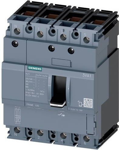 Siemens 3VA1040-2ED46-0AA0 Leistungsschalter in Grau mit einem Einstellbereich von 40 - 40A und einer maximalen Schaltspannung von 690 V/AC - Bild 1
