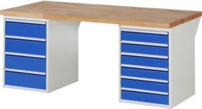 Rau Werkbank 7821A3 in Braun mit 10 Schubladen, B/T/H: 200 x 90 x 84 cm - Bild 1