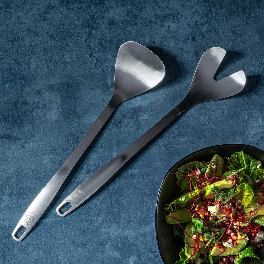 Stanley Rogers Salatbesteck aus Edelstahl in Silber, gebürstet, Länge: 32 cm - Bild 2