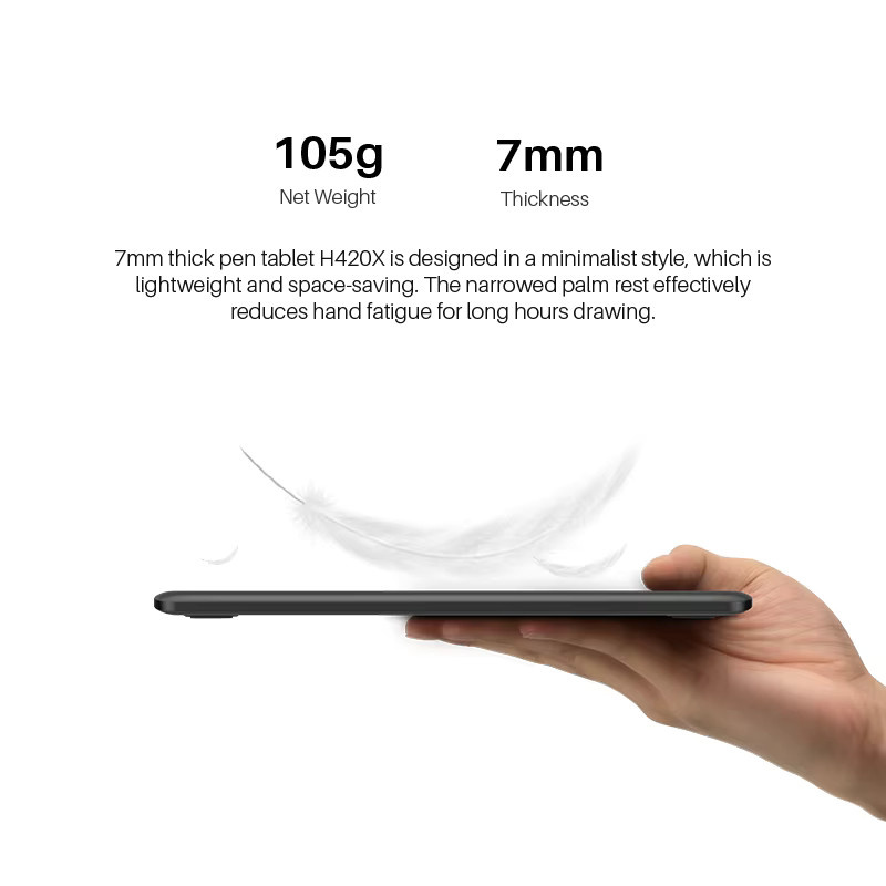 Huion H420X Digitales Grafiktablett in Schwarz mit batterielosem PW100 Stift - Bild 2