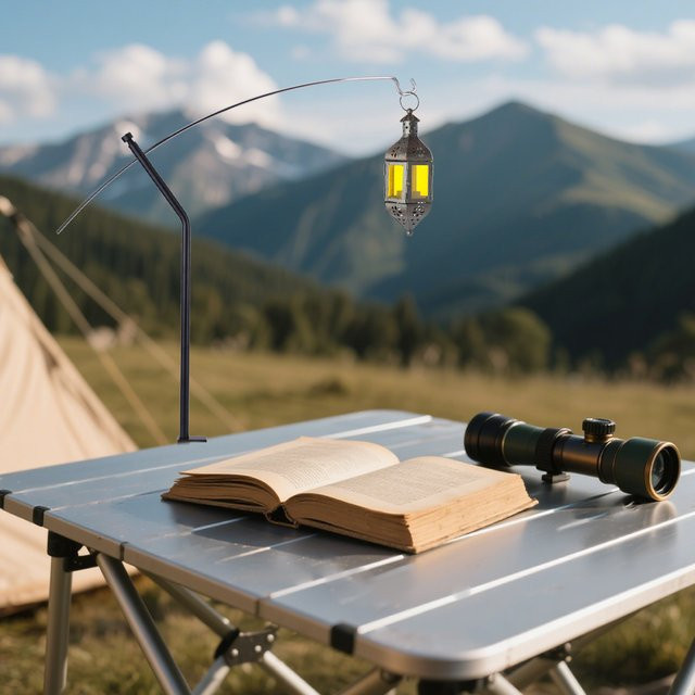 APWIKOGER Camping IGT Laternen-Hängeträger aus Aluminiumlegierung in Schwarz mit abnehmbarer Lampe und Aufhänger für Outdoor, Picknick und Wandern - Bild 1
