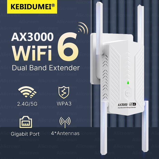 kebidumei AX3000 WiFi 6 Repeater Dual Band 2,4G und 5G Signal Booster in Weiß - Bild 1