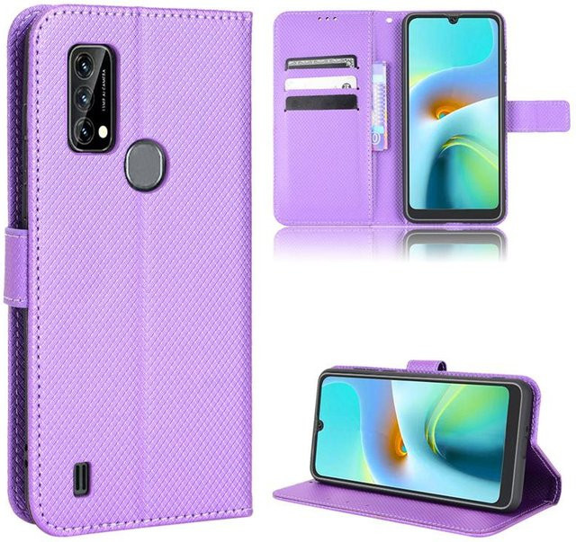 Magnetische Diamond Grain Leder Handyhülle für Blackview A70 2021 A90 A100 A95 A50 A55 Pro und OSCAL C20 mit Kartenfach und Soft Silikon Wallet Case in Violett - Bild 1