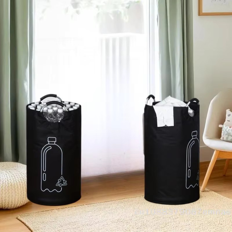 ZYAS Leergut-Aufbewahrungskorb mit Aluminiumgriff, faltbarer Recycling-Behälter, Schwarz, 82 l - Bild 4