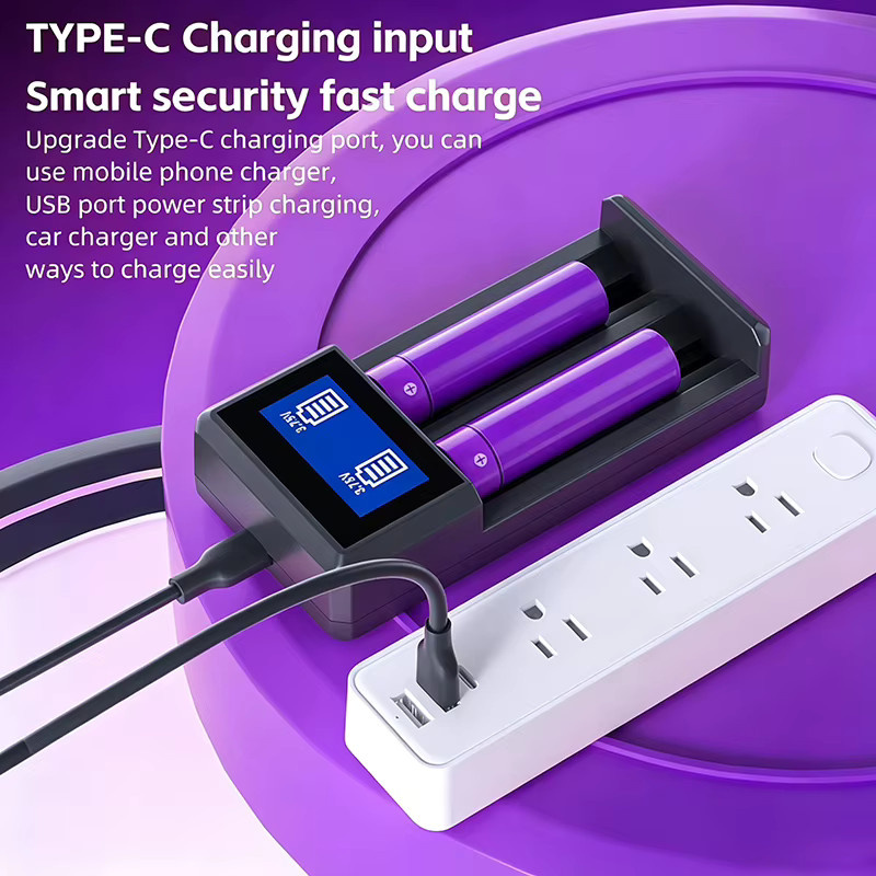 KOSHARE A402 2-Slot LCD Smart Batterieladegerät für 3,7V 18650 Lithium-Akkus mit USB-C-Eingang - Bild 3