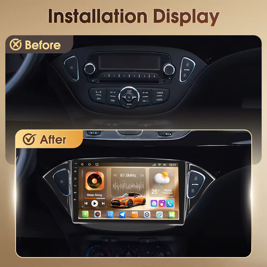 Podofo 8-Kern Autoradio mit 9 Zoll IPS Bildschirm für Opel Corsa 2015 und Opel Adam 2013-2016, 8+128G, 4G WIFI GPS DAB AM FM RDS, Schwarz - Bild 2