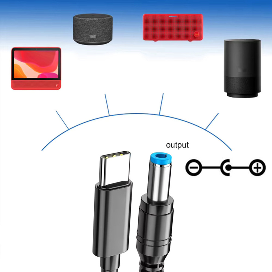 ALLOYSEED USB-C auf DC5525 Ladekabel Typ-C zu DC 5,5x2,5mm Netzteil Konverter für Laptop und WLAN-Router, 100W, Schwarz - Bild 5