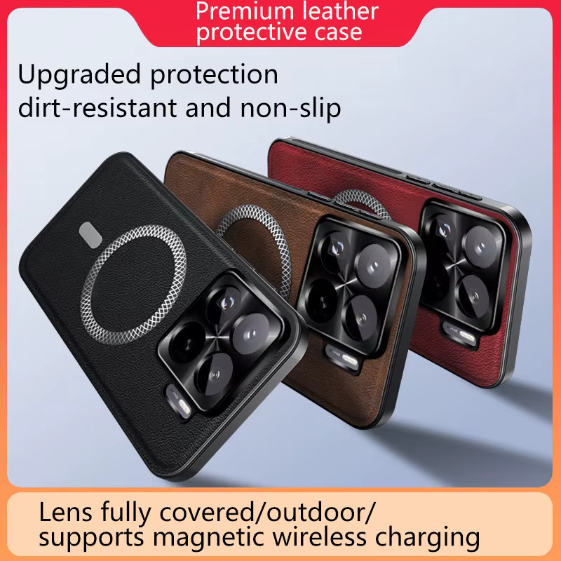 Business-Luxus-Etui aus echtem Leder für Xiaomi 17T 15T Pro 17 Pro Max Ultra in Grün mit MagSafe-Funktion und Anti-Fingerabdruck-Schutz - Bild 3