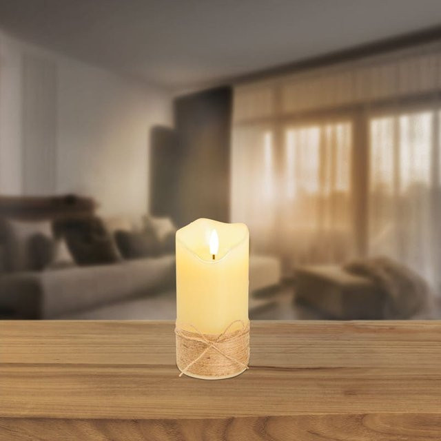 NKD LED-Echtwachskerze in Weiß mit Timerfunktion und Flackereffekt, Durchmesser: 7,5 cm, Höhe: 15 cm - Bild 1