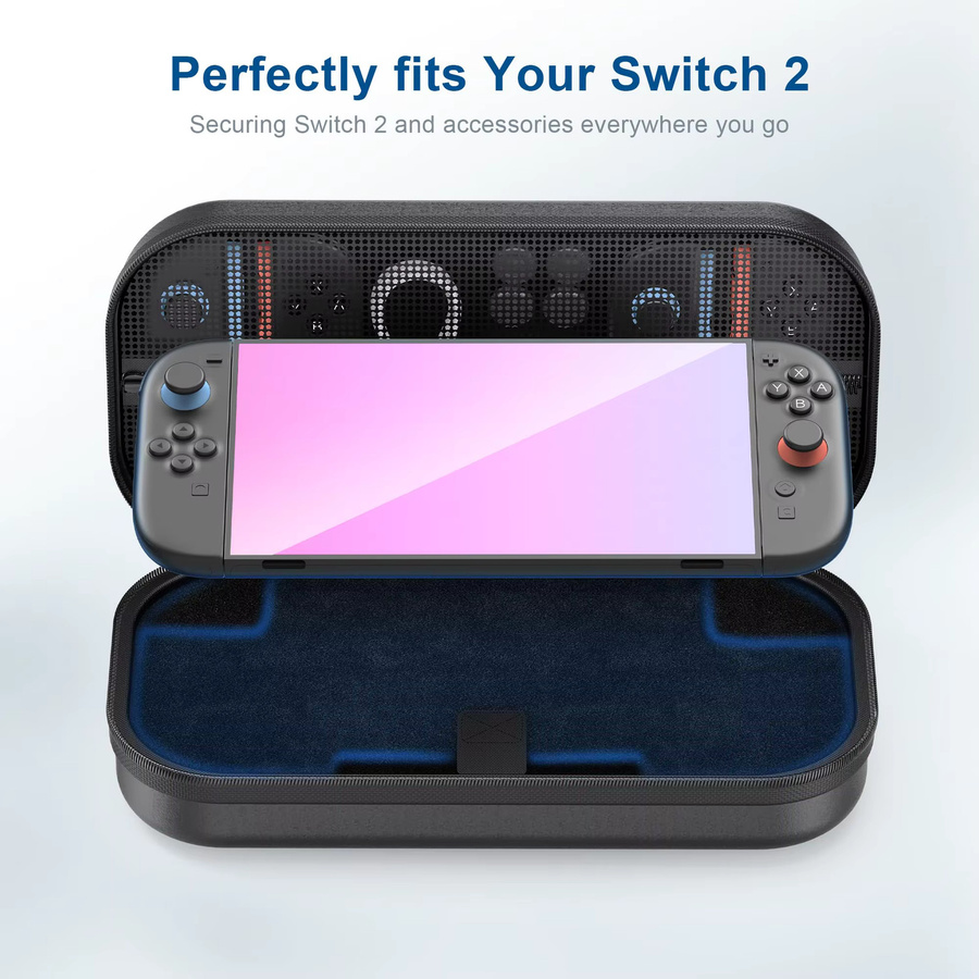 Tragetasche für Switch 2 mit großer Kapazität und PU-Hartschale, Reiseetui für Zubehör und Spielkarten in Schwarz oder Weiß - Bild 4
