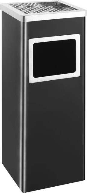 vidaXL Mülleimer mit Aschenbecher für Hotels, 36 l, Stahl, Schwarz, B/T/H: 24,0 x 24,0 x 61,0 cm - Bild 1
