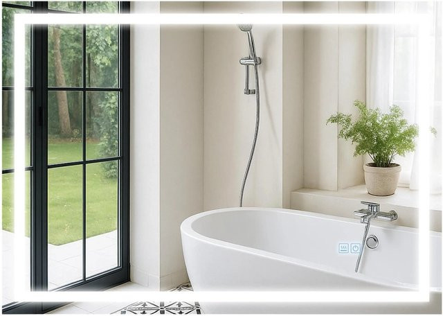 DELUKE Badspiegel GRAZ Wandspiegel mit Bluetooth aus Klarglas, H x B x T: 70 x 50 x 3,5 cm - Bild 1