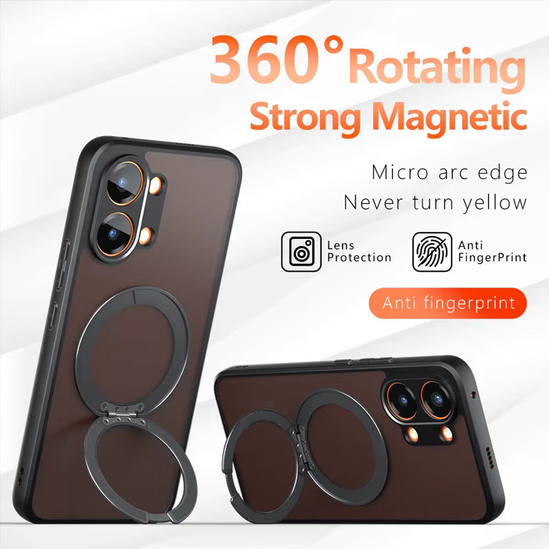 ELVEV Magnetische Stoßfeste Schutzhülle für Xiaomi POCO X8 Pro Max in Schwarz mit Drehbarem Ringhalter aus PC und weichem TPU - Bild 5