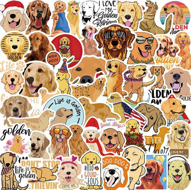 50 Stück Golden Retriever Aufkleber Wasserdicht für Laptop, Scrapbooking und Telefon in Multicolor - Bild 1