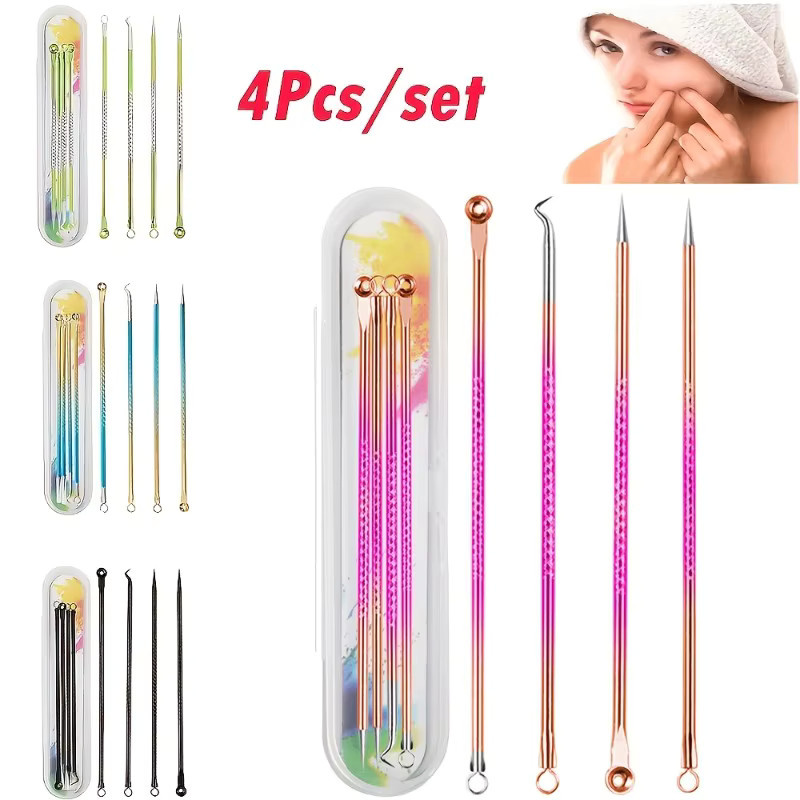 Cxbfg Mitesser Entferner Tool Kit, 4 Stück, Edelstahl, Gesichtspflege - Bild 1