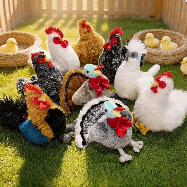 MIAOOWA Molliger Hahn, Huhn, Plüsch / Textil, Schwarz, Bunt / Mehrfarbig - Bild 1