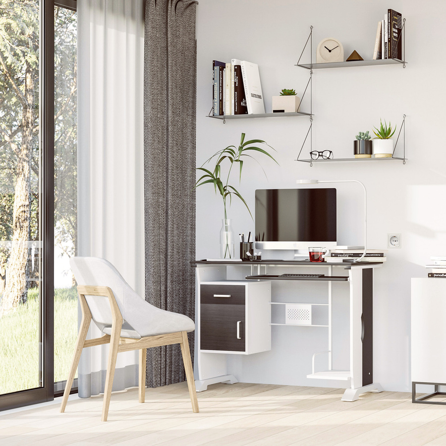 HOMCOM Schreibtisch mit Schubladen aus Metall und MDF in Schwarznuss und Silber, B/T/H: 100 x 52 x 75 cm - Bild 2