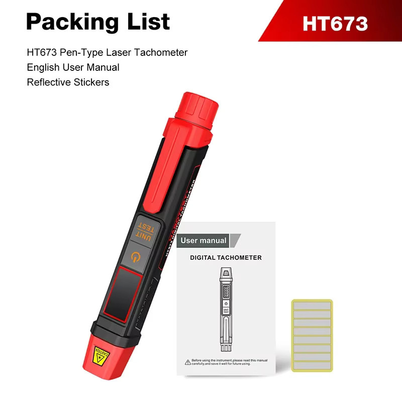 HABOTEST HT673 Digitaler Laser-Tachometer in Rot mit Drehzahl- und Zählmodus für berührungslose Messungen von 10-99999 U/min - Bild 3
