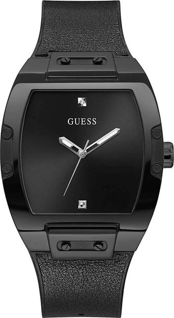 Guess Herrenuhr, Quarz, Edelstahl, 44 mm, Silikon, Schwarz, Diamant, Kristall - Bild 1
