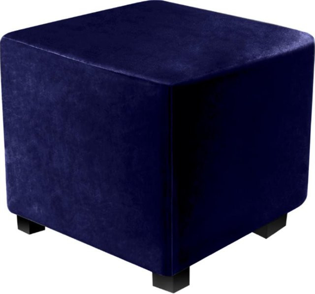 Yiran Furniture Eck-Ottomanenbezug aus dehnbarem Samt in Blau, Waschbarer Hockerbezug für Bankhocker - Bild 1