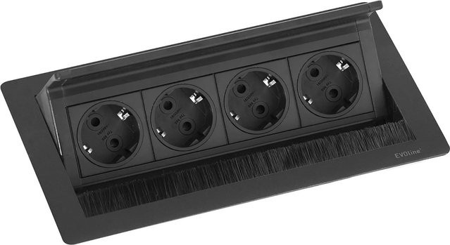 EVOline Flip Top Push M Versenkbare 4-Fach Einbausteckdose Schwarz - Bild 1