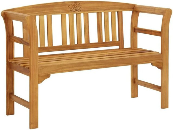 DELUKE Gartenbank LUNA aus Akazien-Massivholz in Braun-antik, 2 Sitzer mit Armlehnen