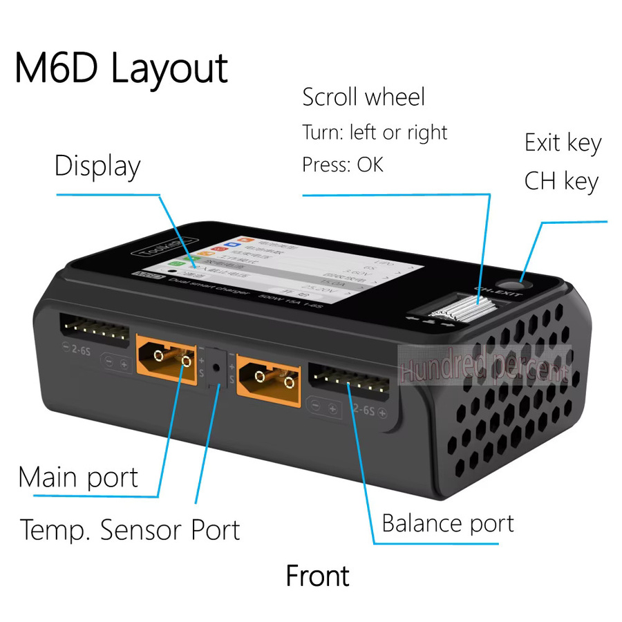 ToolkitRC M6D V3 Mini Smart Ladegerät und Entlader in Schwarz mit 500W und 15A für 1-6S Lipo Batterien - Bild 2