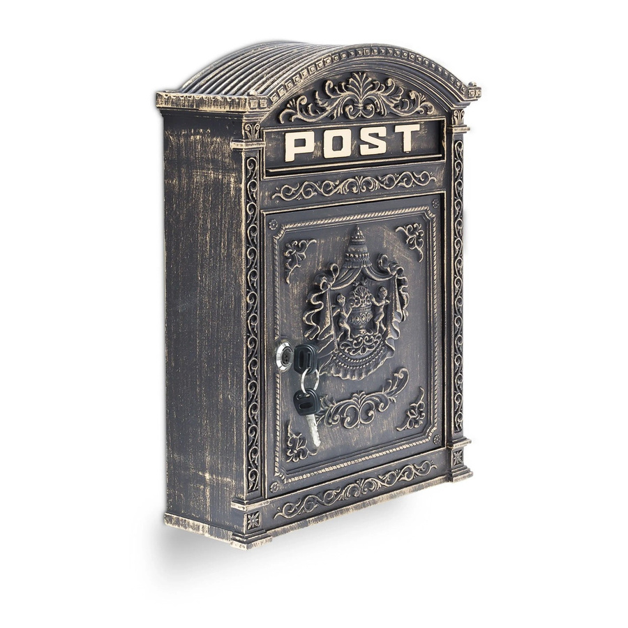 Relaxdays Wandbriefkasten aus Aluguss in Bronze, abschließbar, B/H/T: 44,5 x 31 x 9,5 cm - Bild 2