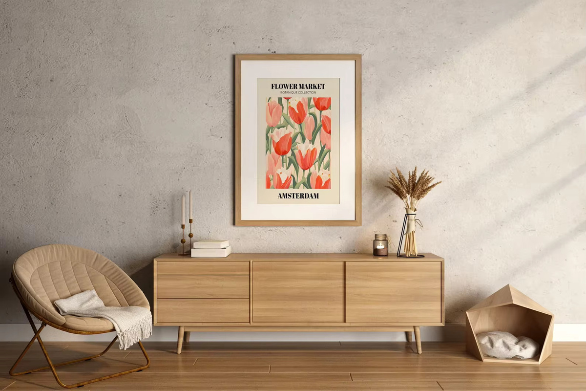 Botanischer Wandkunst-Poster Blumenmarkt Amsterdam in Mehrfarbig - Bild 2