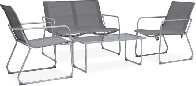 vidaXL 4-tlg Garten-Lounge-Set aus Stahl und Polyester in Grau - Bild 1