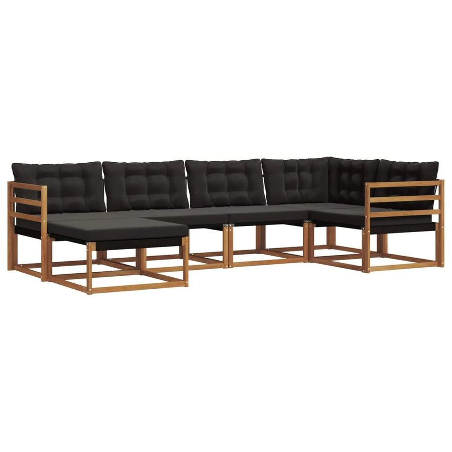 vidaXL Outdoor-Sofagarnitur 18-tlg. aus Akazienholz mit Kissen in Braun und Schwarz - Bild 2