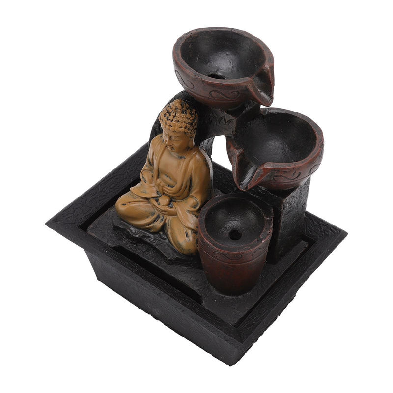 KONNWEI Buddha Wasserfall Dekoration aus Kunstharz mit LED-Beleuchtung in Braun, B/T/H: 13,5 x 18,5 x 22 cm - Bild 2